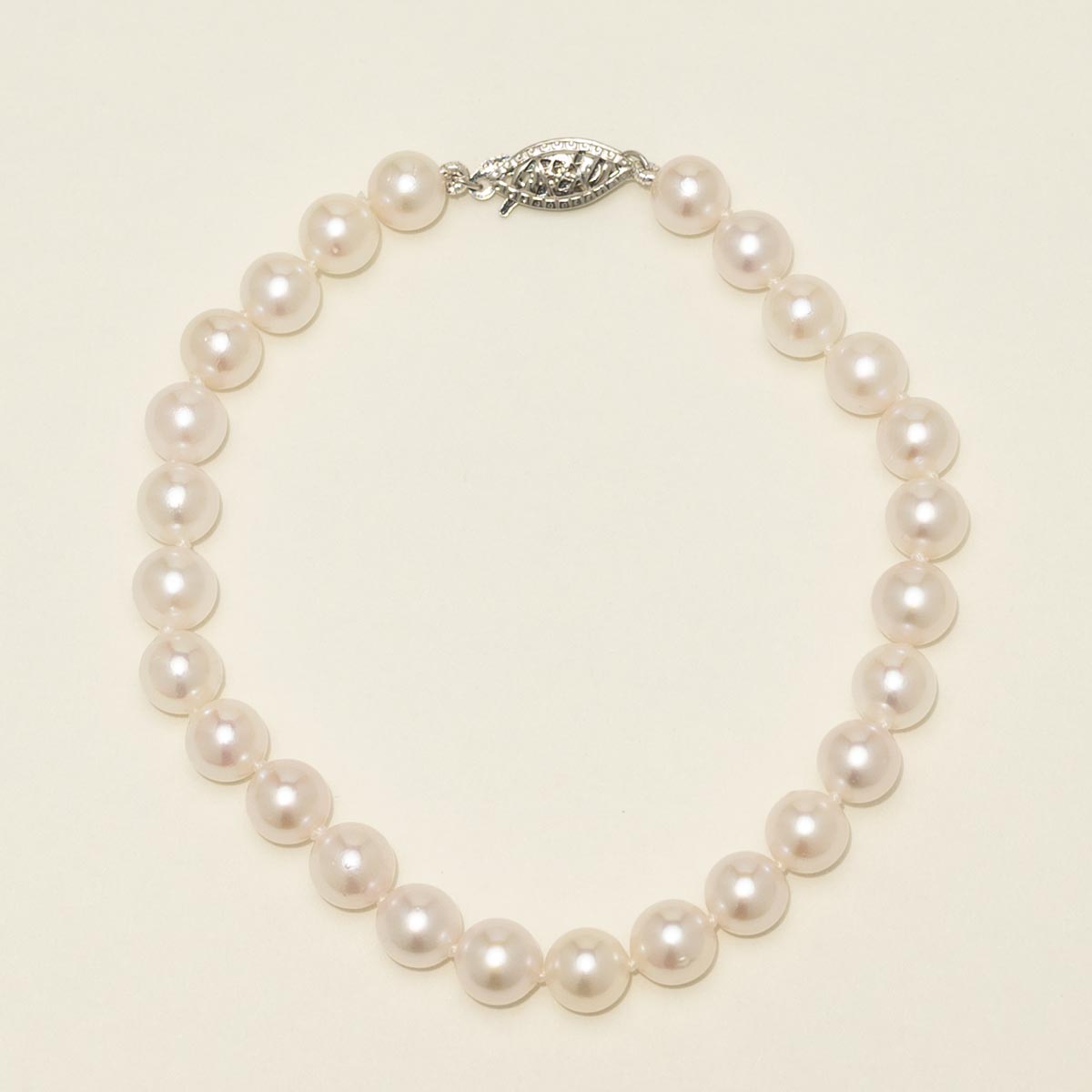 Cultured Akoya Pearl Bracelet in 14kt White Gold (6-6.5mm pearls)