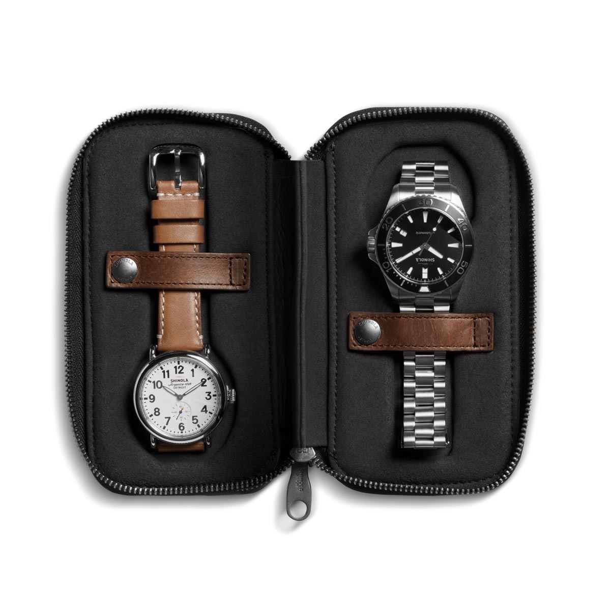 Shinola Brown Leather Travel Watch Case