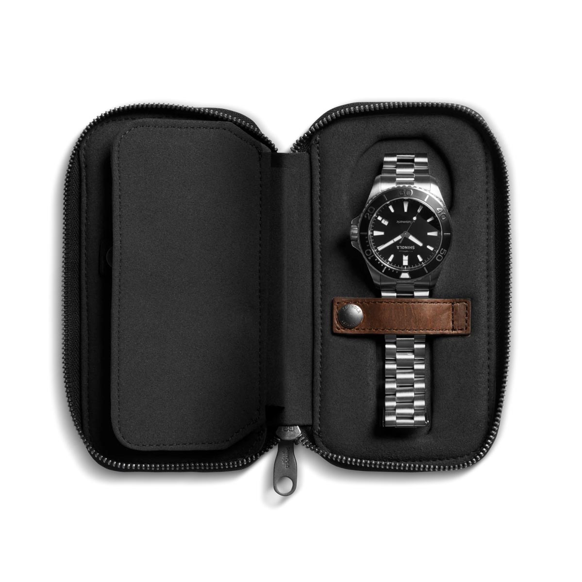 Shinola Brown Leather Travel Watch Case
