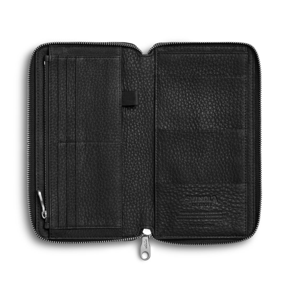 Shinola Black Leather Organizer Wallet