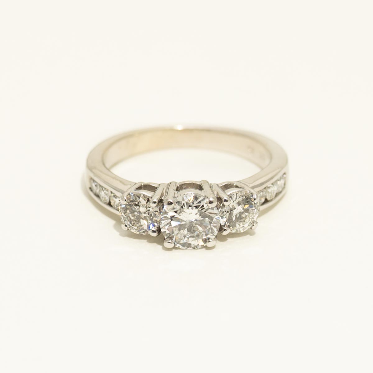 Estate Three Stone Diamond Engagement Ring in 14kt White Gold (1 1/2ct tw)