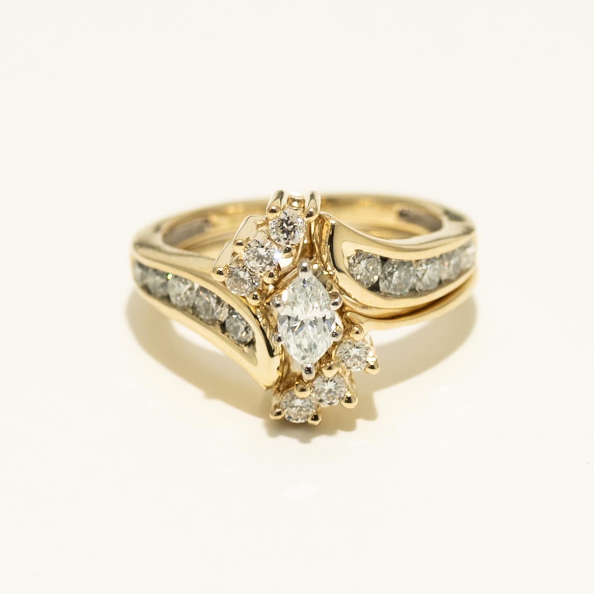 Estate Marquise Diamond Bridal Set in 14kt Yellow Gold (1ct tw)