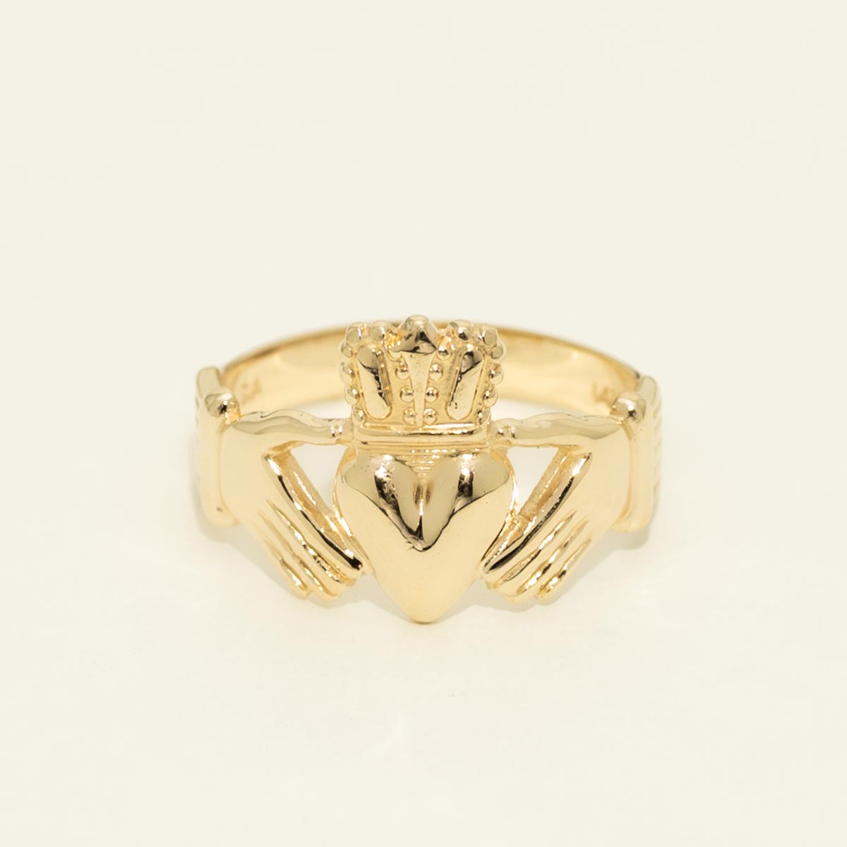 Estate Mens Claddagh Ring in 14kt Yellow Gold