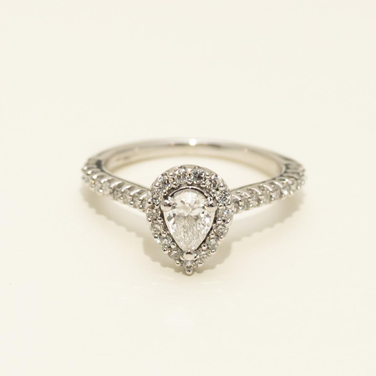 Estate Pear Diamond Halo Engagement Ring in 14kt White Gold (1/2ct tw)