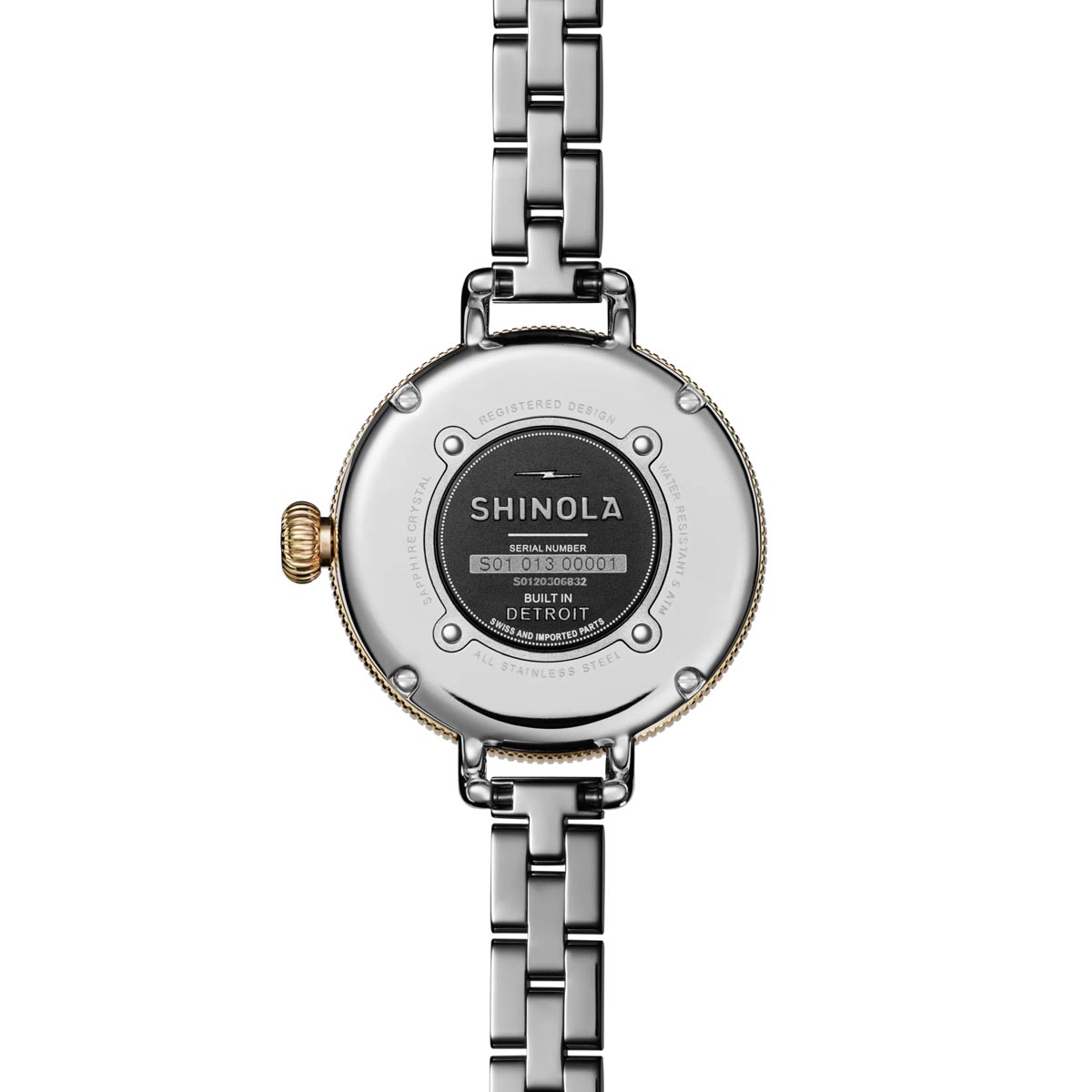Shinola Birdy Watch with Tan Dial and Yellow and White Stainless Steel Bracelet (quartz movement)