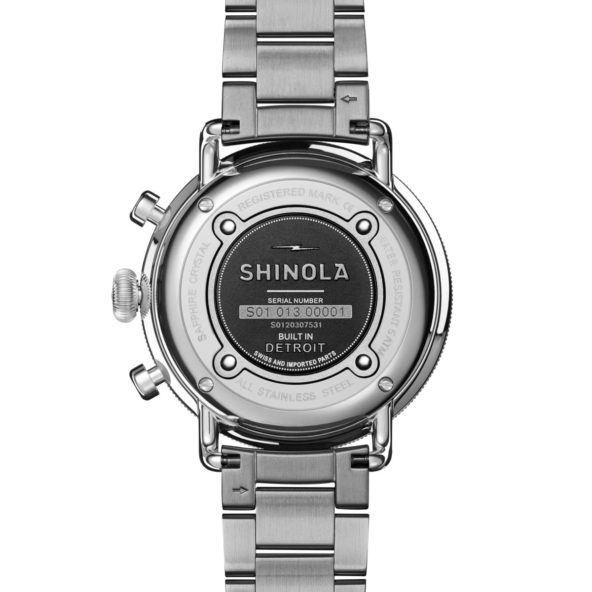Shinola Canfield Chrono Watch with Olive Green Dial and Stainless Steel Bracelet (quartz movement)