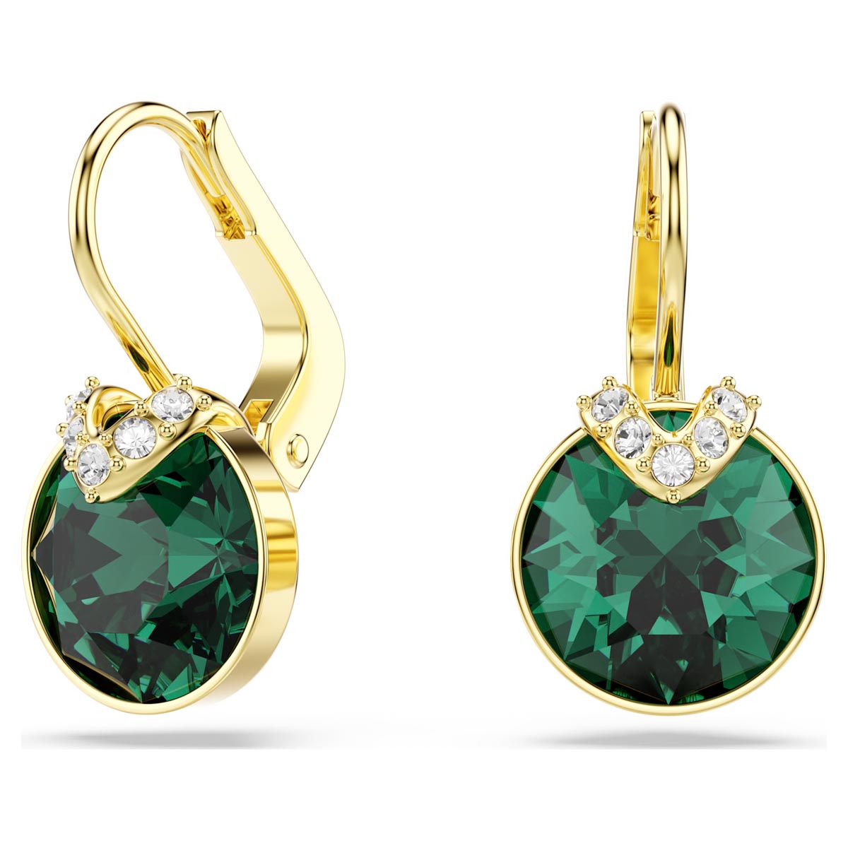 Swarovski Bella Green Earrings in Yellow Tone Plate