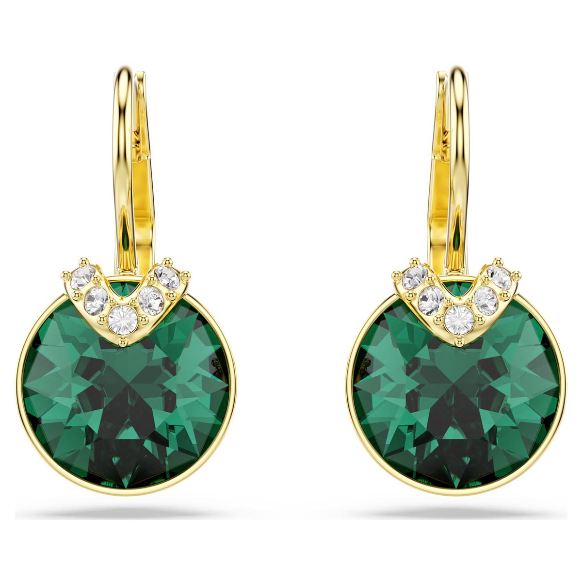 Swarovski Bella Green Earrings in Yellow Tone Plate