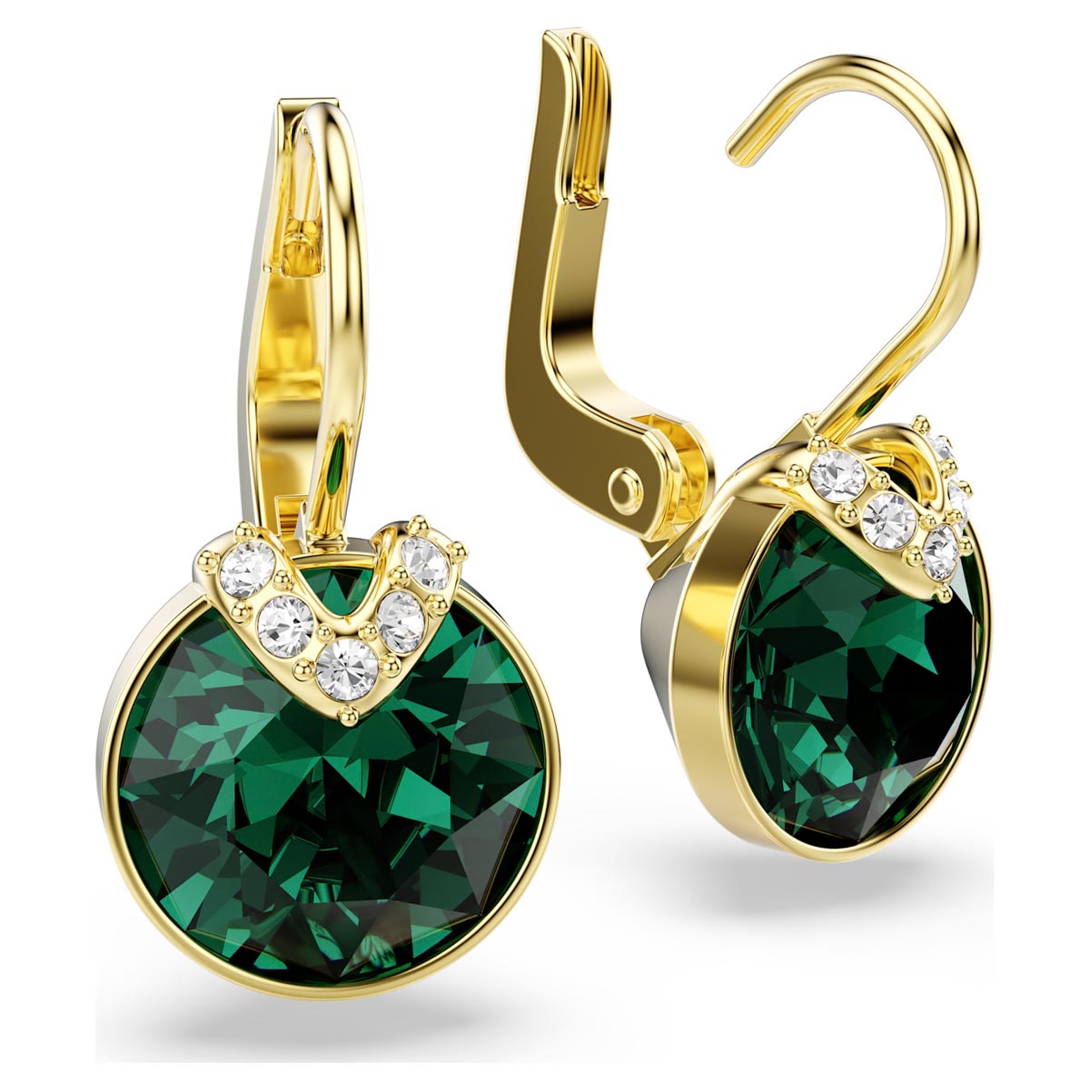 Swarovski Bella Green Earrings in Yellow Tone Plate