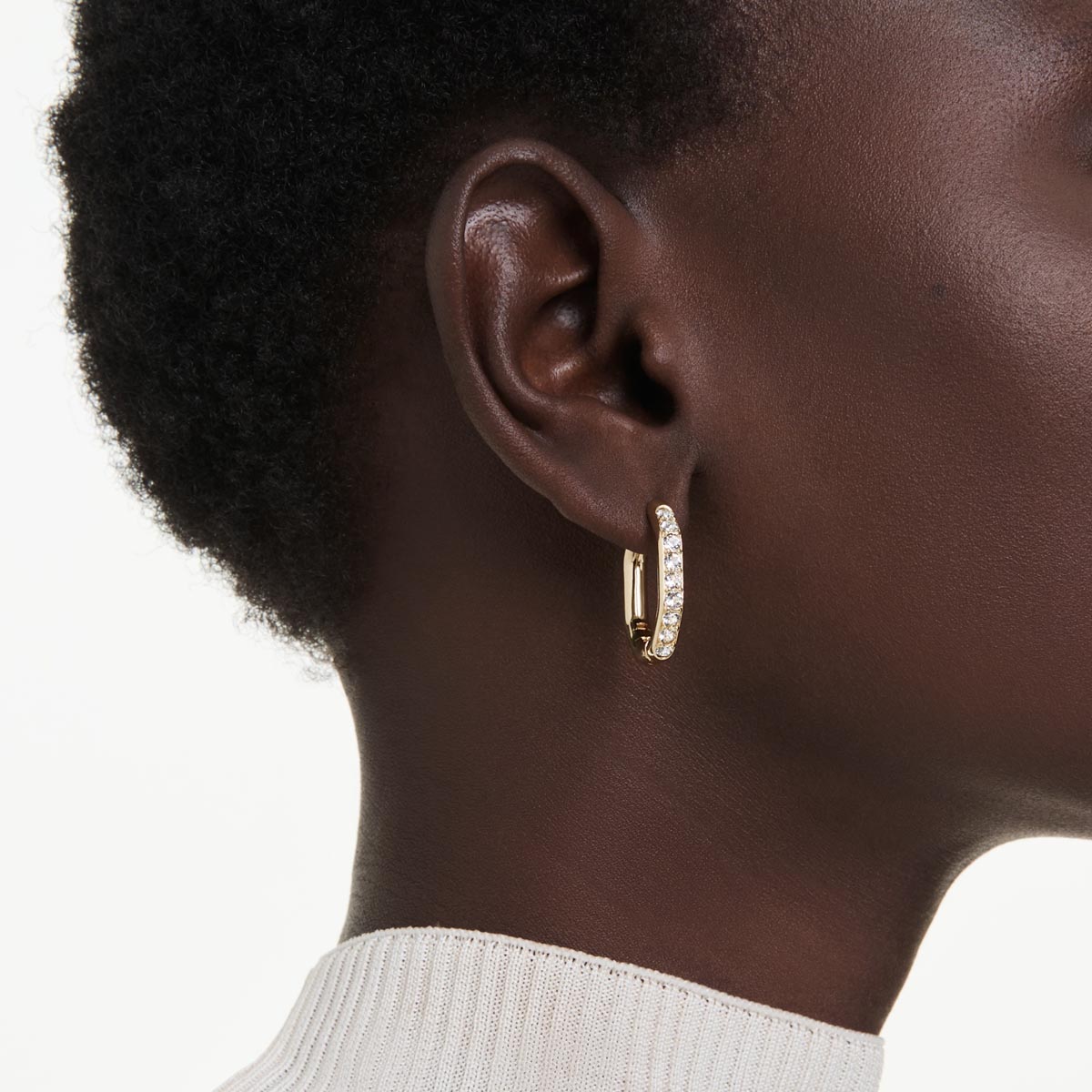 Swarovski Dextera Hoop Earrings in Yellow Tone Plate