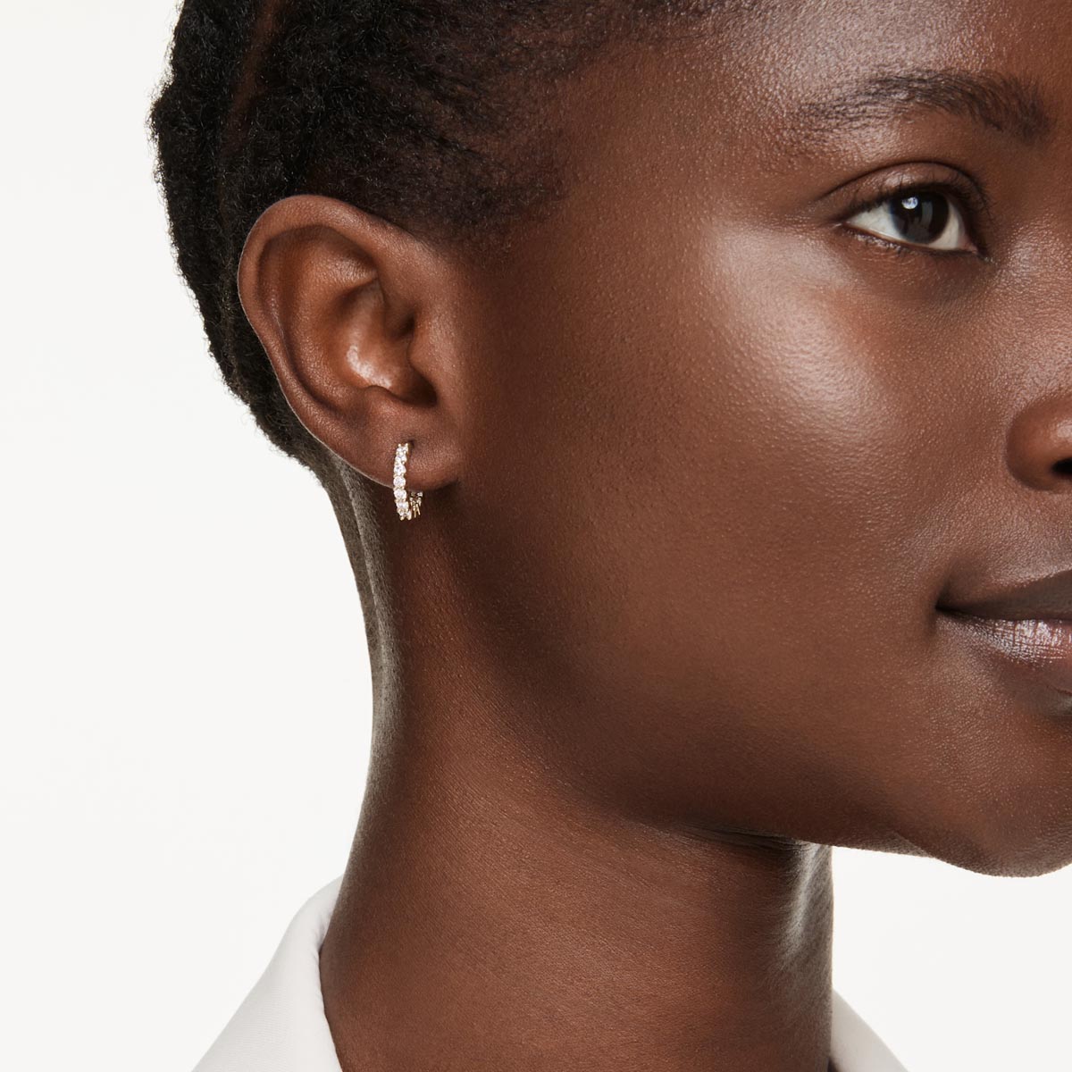 Swarovski Matrix Vittore Hoop Earrings in Yellow Tone Plate