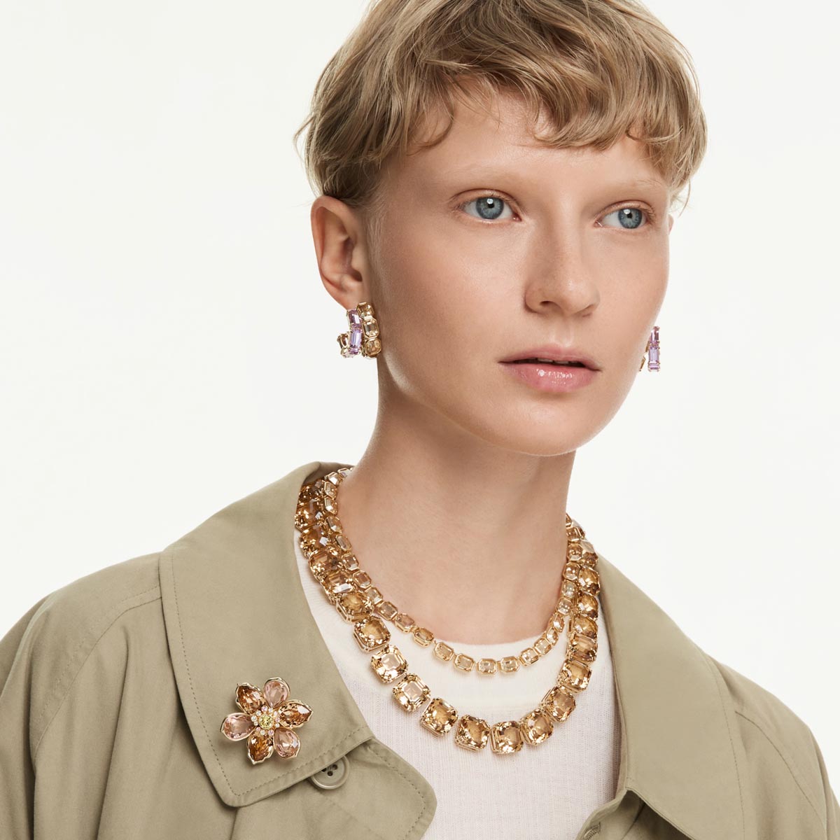 Swarovski Millenia All Around Necklace in Yellow Tone Plate