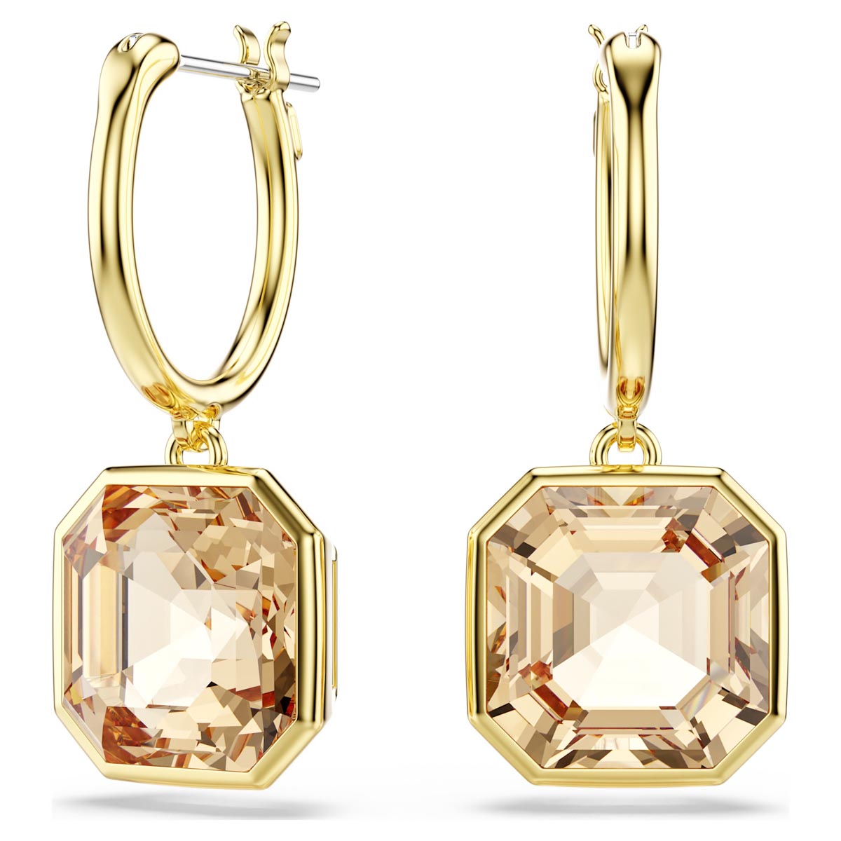 Swarovski Millenia Drop Earrings in Yellow Tone Metal