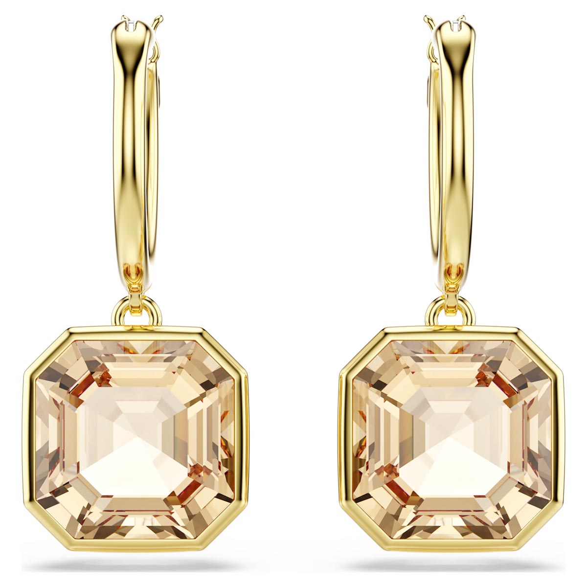 Swarovski Millenia Drop Earrings in Yellow Tone Metal