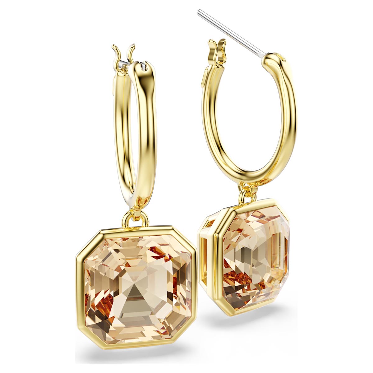 Swarovski Millenia Drop Earrings in Yellow Tone Metal