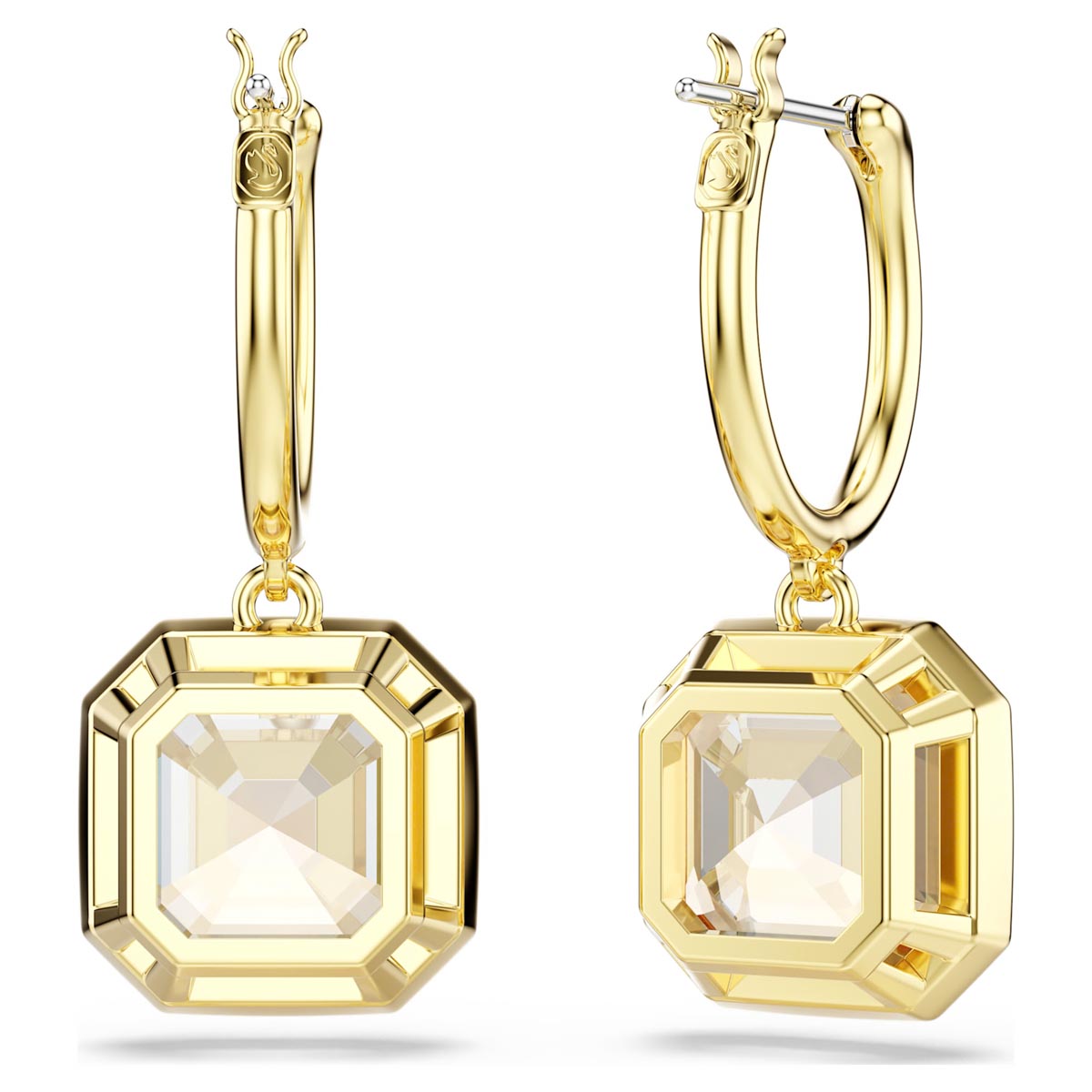 Swarovski Millenia Drop Earrings in Yellow Tone Metal
