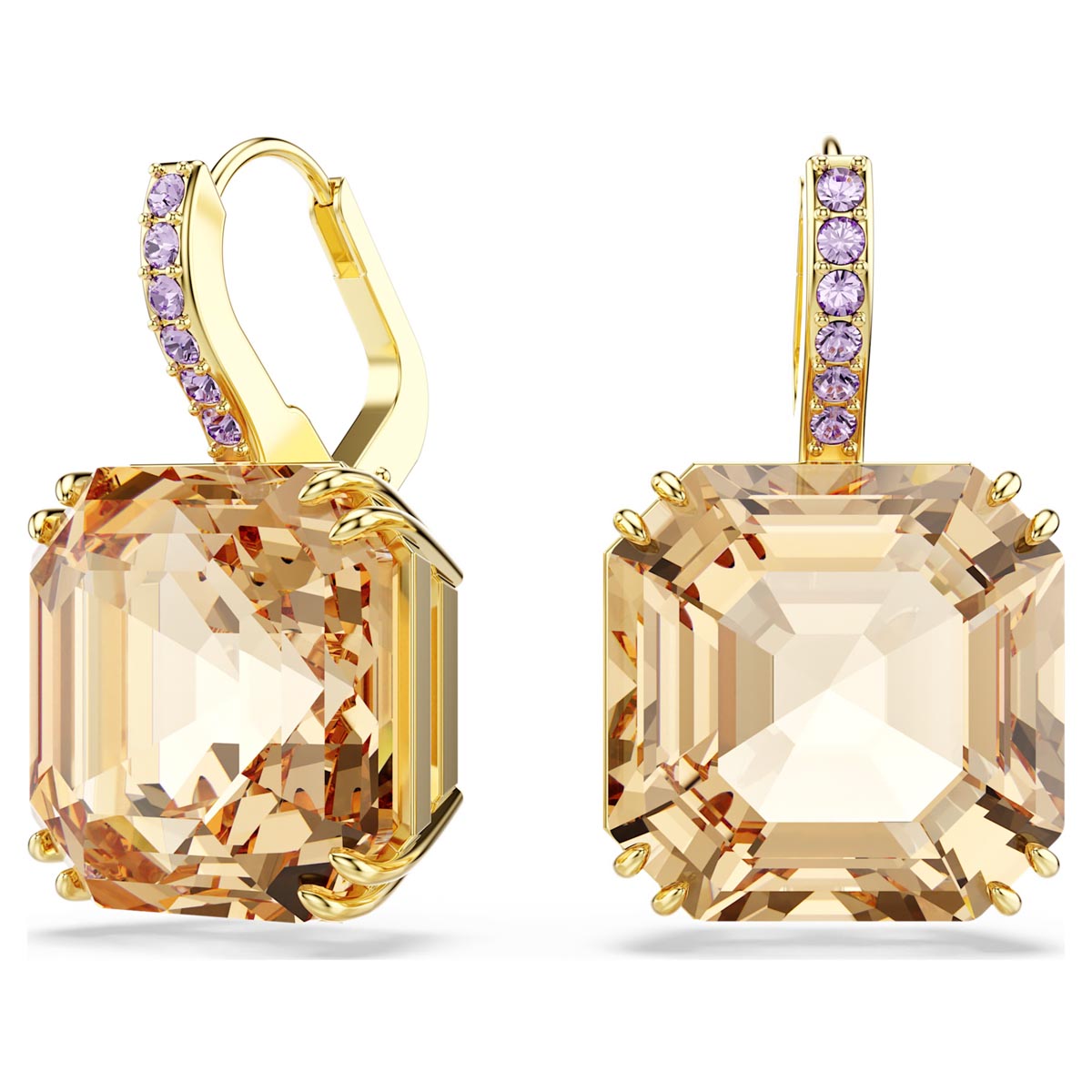 Swarovski Millenia Drop Earrings in Yellow Tone Plate