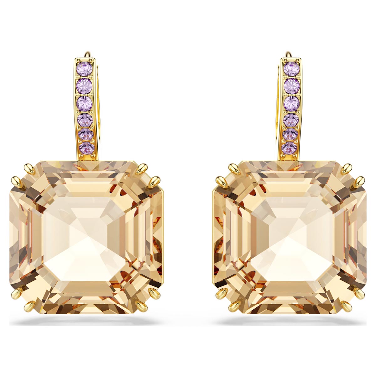 Swarovski Millenia Drop Earrings in Yellow Tone Plate