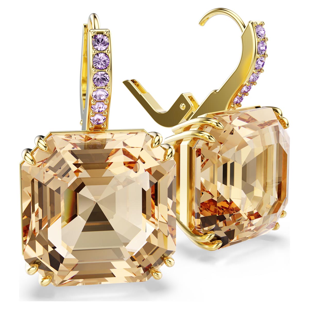 Swarovski Millenia Drop Earrings in Yellow Tone Plate