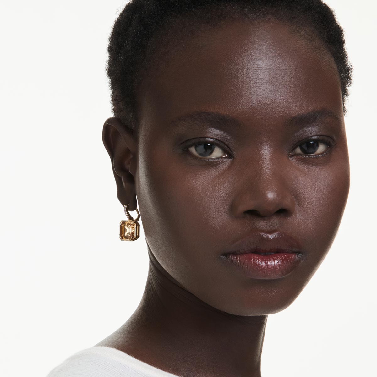 Swarovski Millenia Drop Earrings in Yellow Tone Plate