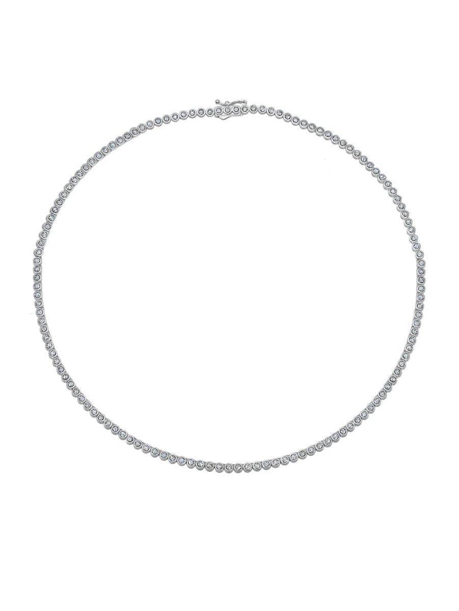 Crislu Bezel Set Cubic Zirconia Necklace in Sterling Silver with Platinum Finish (18 inches)