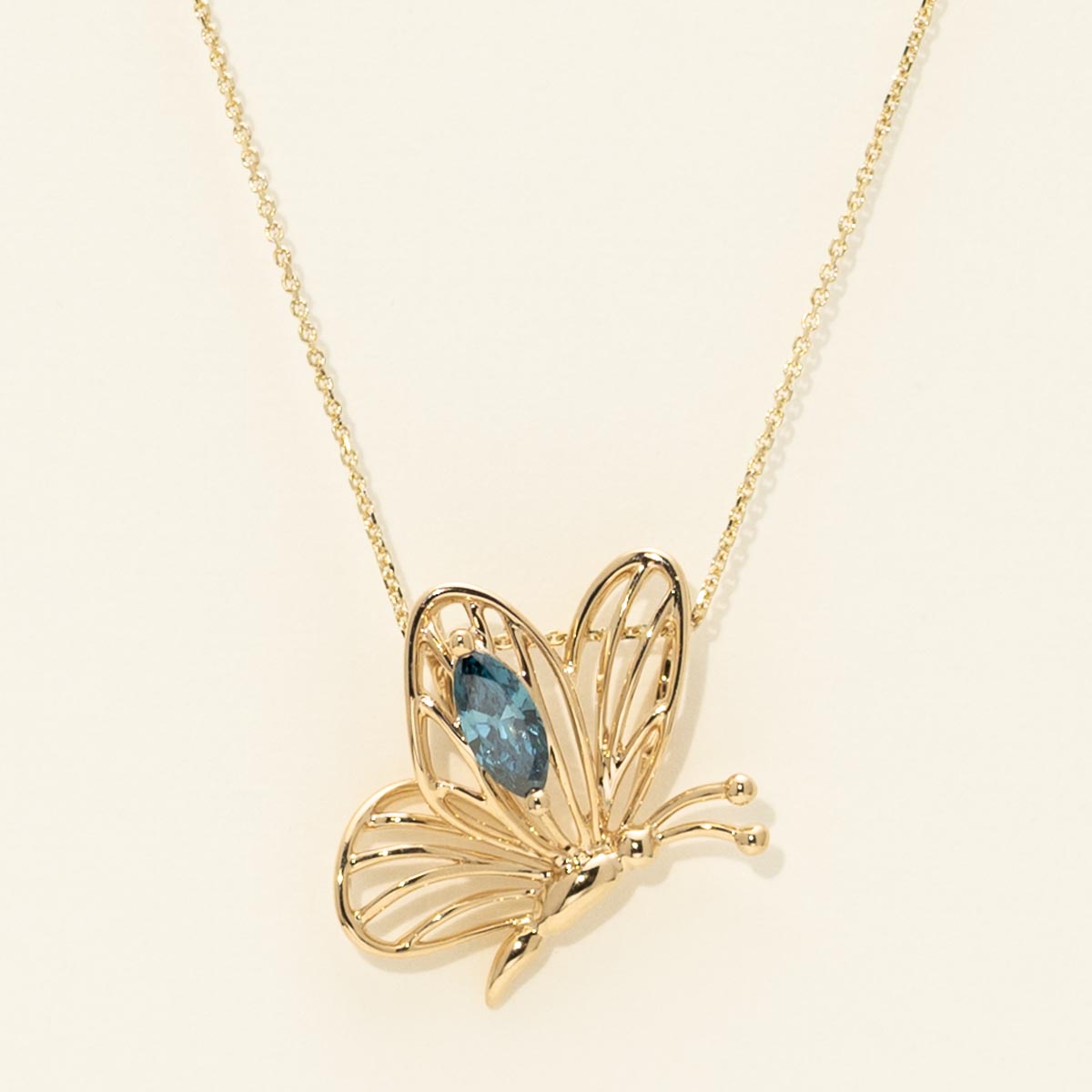 Marquise Diamond Butterfly Necklace in 14kt Yellow Gold (1/4ct tw)