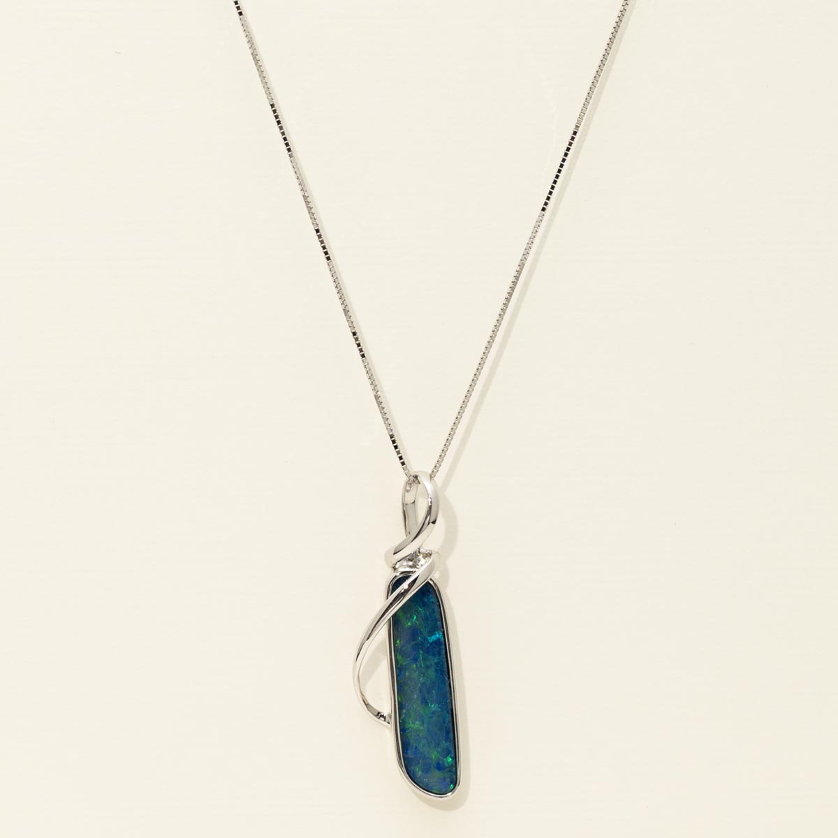 Parlé Australian Opal Doublet Necklace in 14kt White Gold