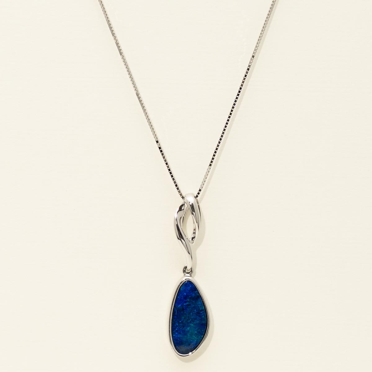 Parlé Australian Opal Doublet Necklace in 14kt White Gold