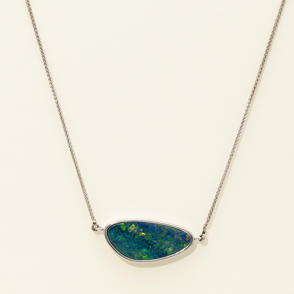 Parlé Australian Opal Doublet Necklace in 14kt White Gold