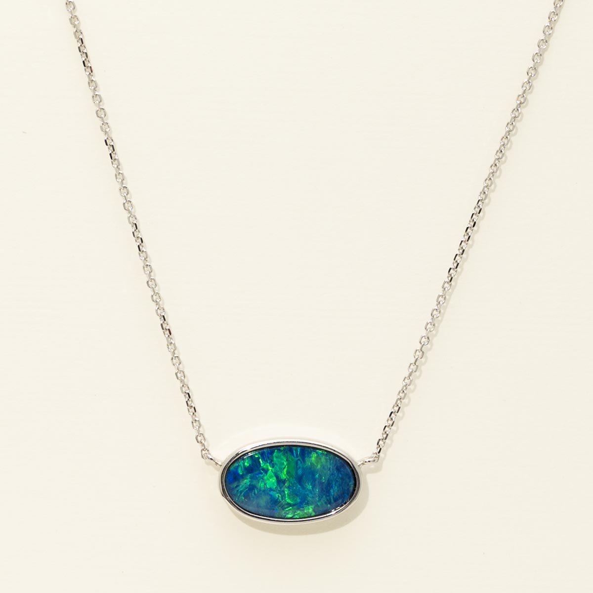 Parlé Australian Opal Doublet Necklace in 14kt White Gold