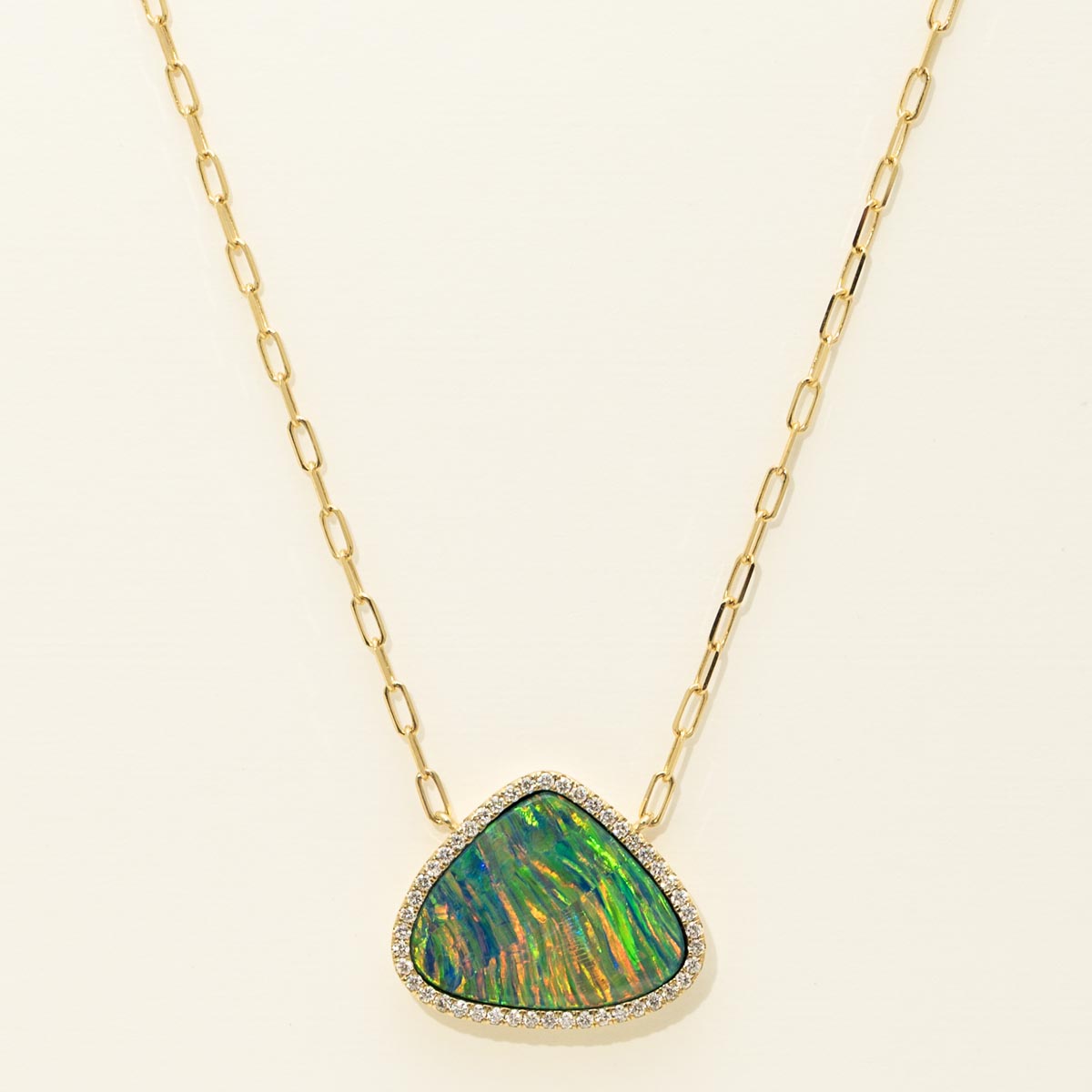 Parlé Australian Opal Doublet Necklace in 14kt Yellow Gold with Diamonds (3/8ct tw)