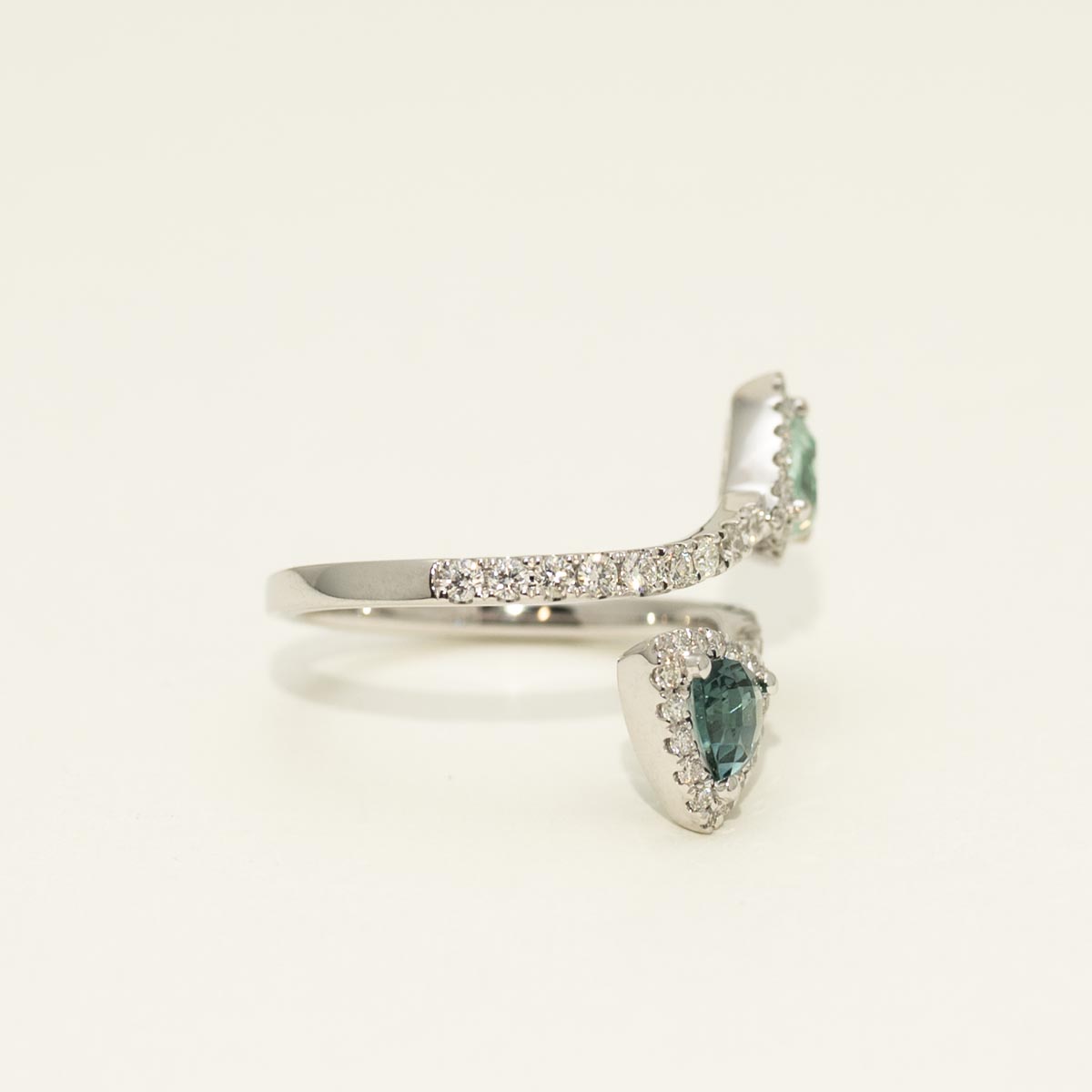 Trillion Cut Maine Indicolite Tourmaline Ring in 14kt White Gold with Diamonds (1/2ct tw)