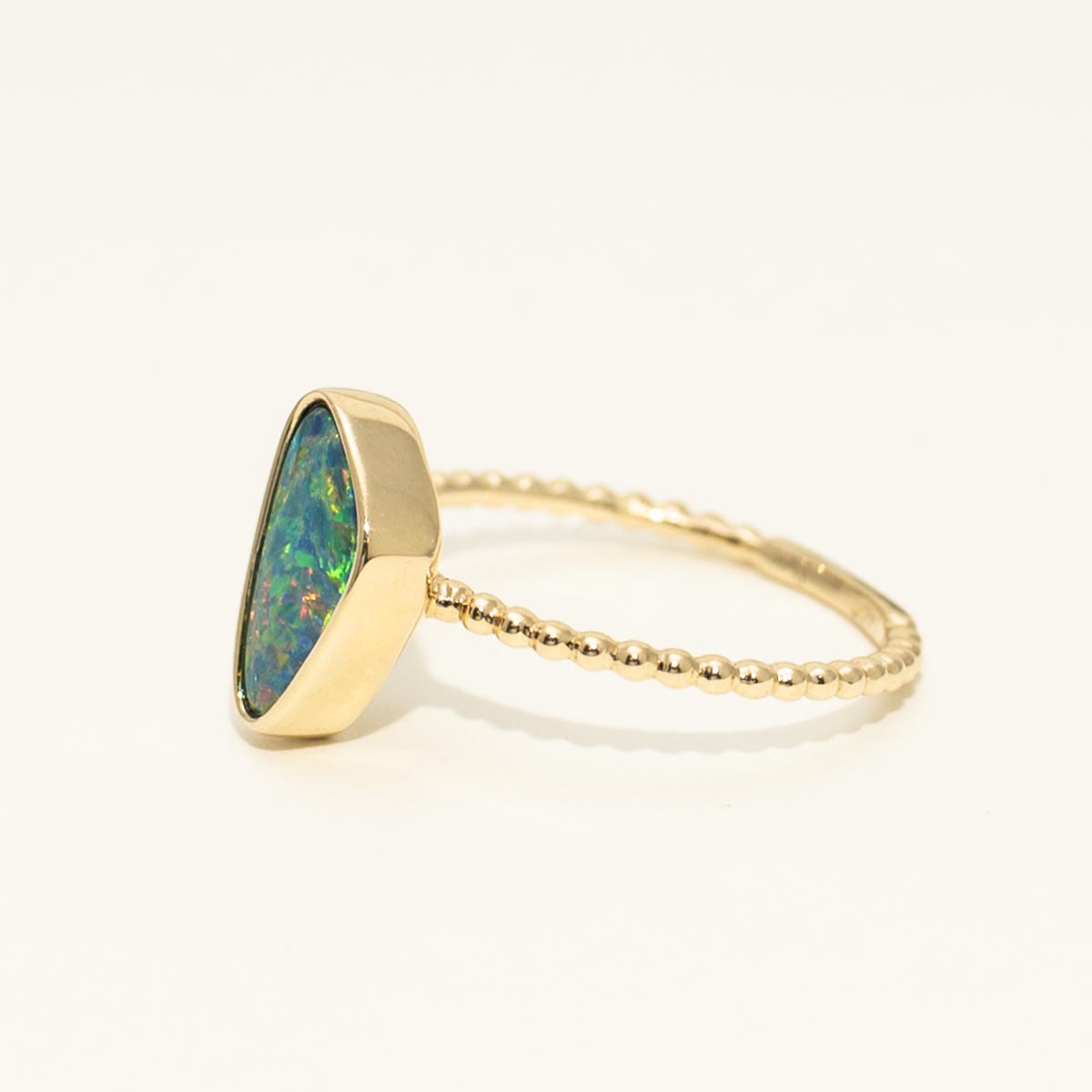 Parlé Australian Opal Doublet Ring in 14kt Yellow Gold