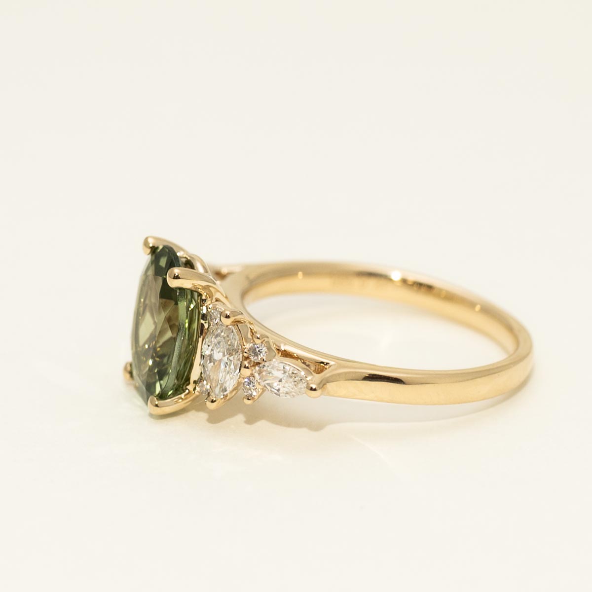 Oval Maine Green Tourmaline Ring in 14kt Yellow Gold with Diamonds (1/2ct tw)