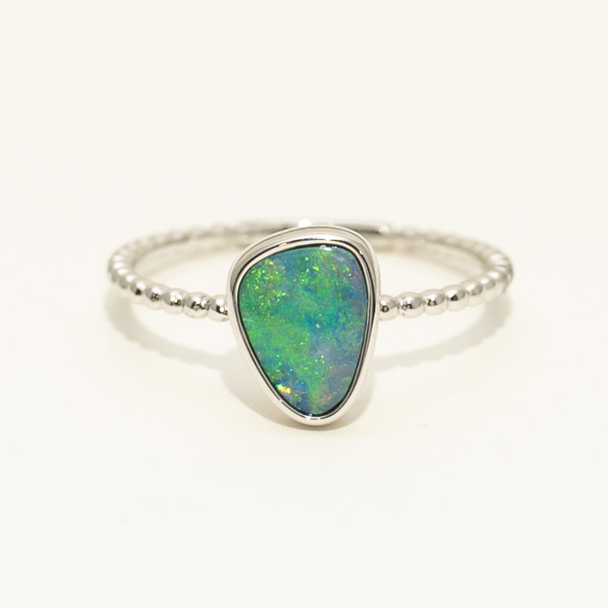 Parlé Australian Opal Doublet Ring in 14kt White Gold
