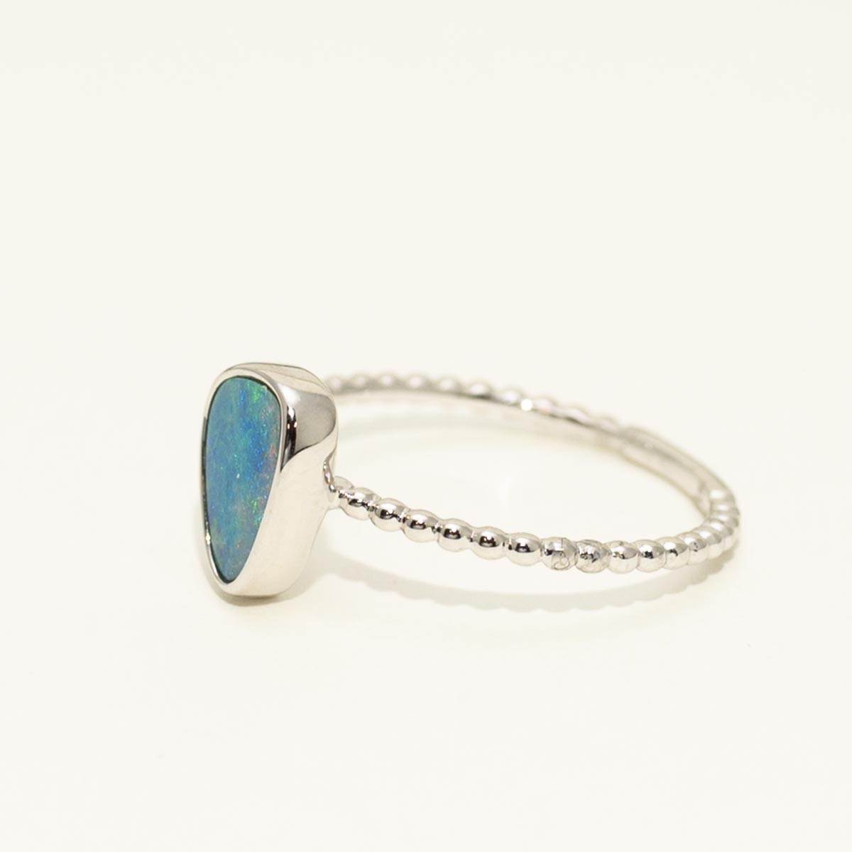 Parlé Australian Opal Doublet Ring in 14kt White Gold