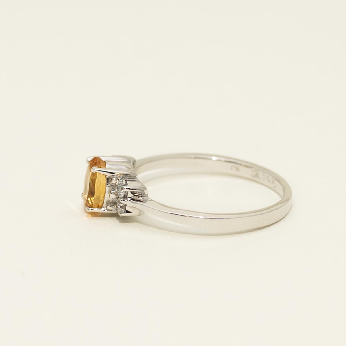 Oval Citrine Ring in 14kt White Gold with Diamonds (1/7ct tw)