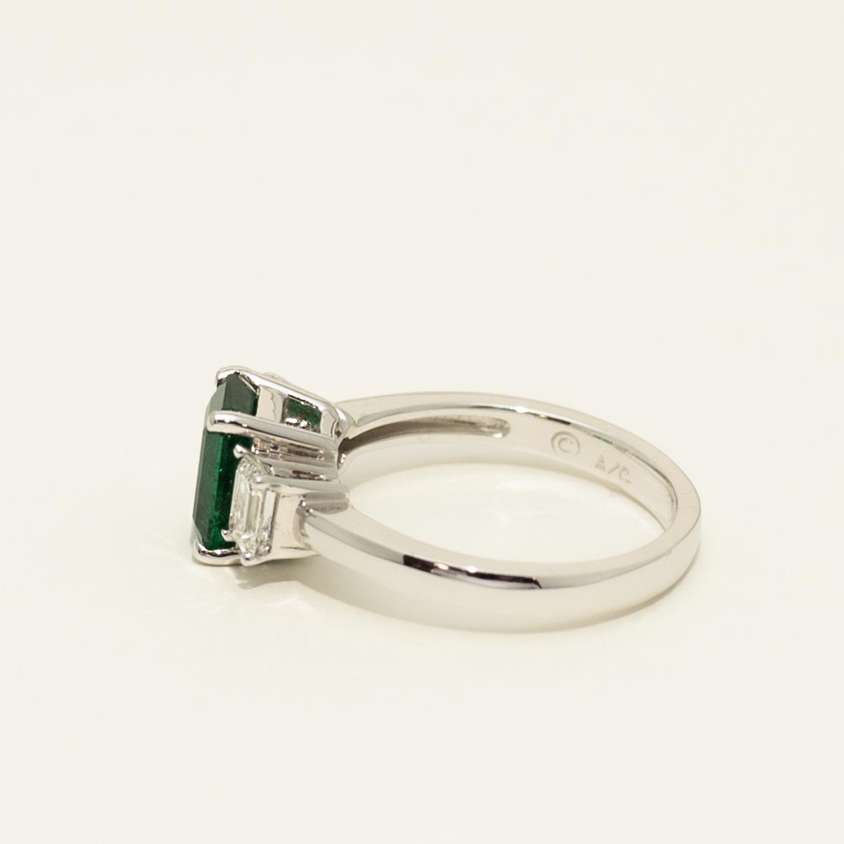 Emerald Cut Emerald Ring in 18kt White Gold with Diamonds (5/8ct tw)