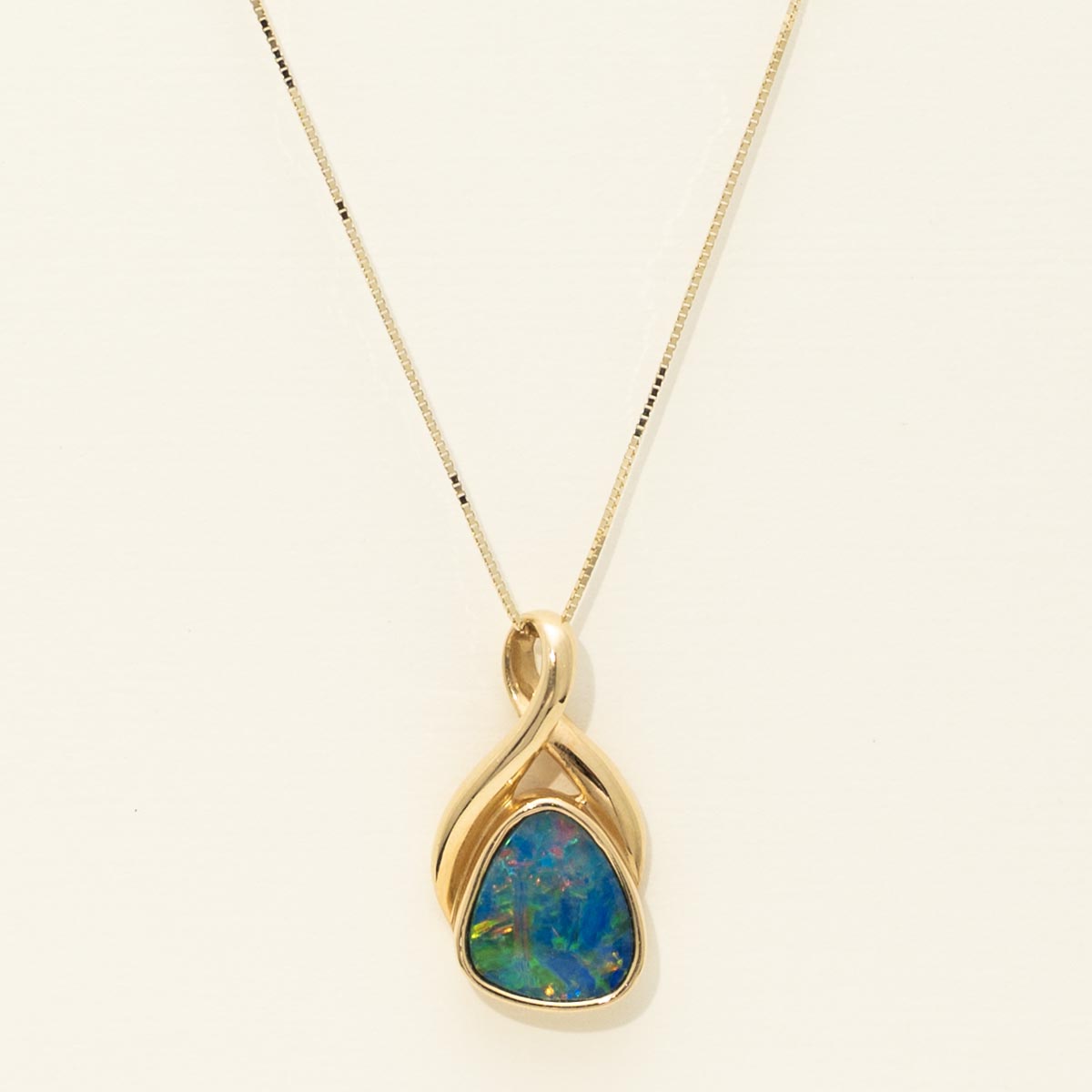 Parlé Australian Opal Doublet Necklace in 14kt Yellow Gold