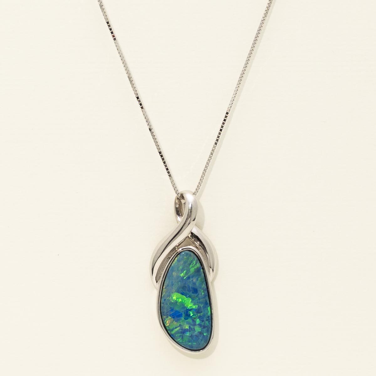 Parlé Australian Opal Doublet Necklace in 14kt White Gold