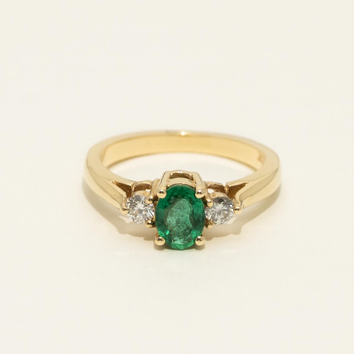 Oval Emerald Ring in 14kt Yellow Gold with Diamonds (1/5ct tw)