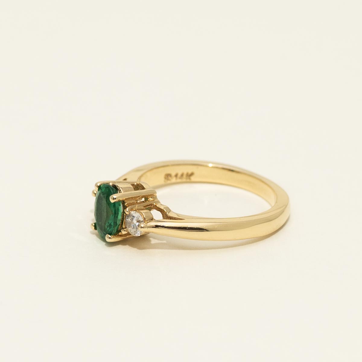 Oval Emerald Ring in 14kt Yellow Gold with Diamonds (1/5ct tw)