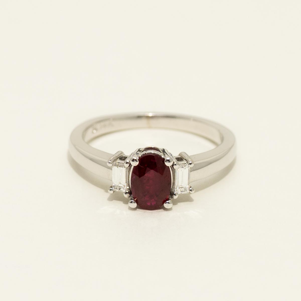Oval Ruby Ring in 14kt White Gold with Diamonds (1/5ct tw)
