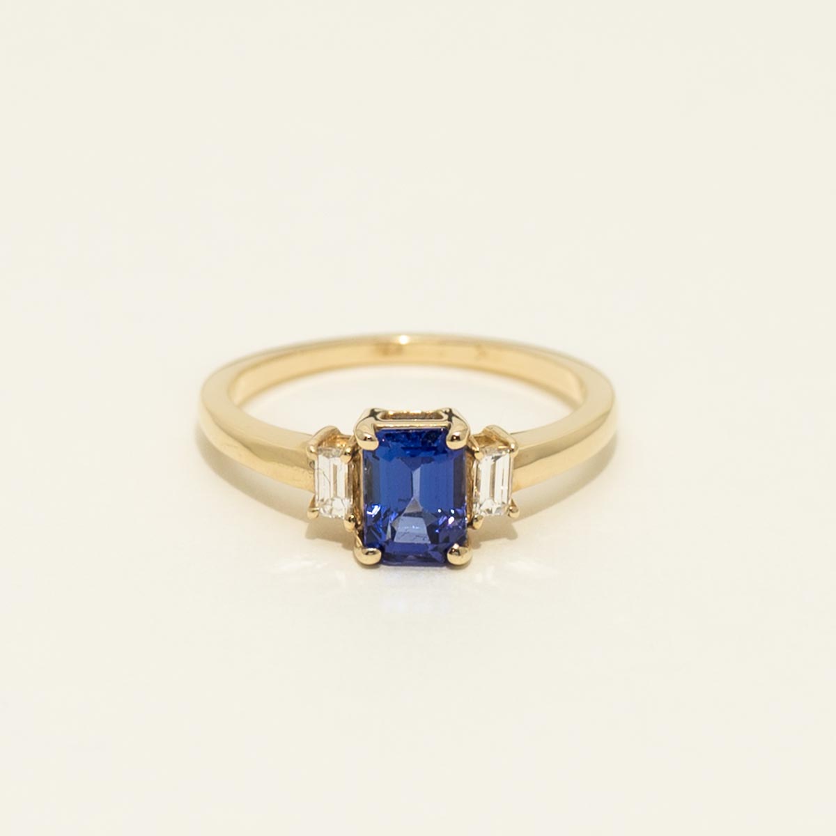 Emerald Cut Tanzanite Ring in 14kt Yellow Gold with Diamonds (1/5ct tw)