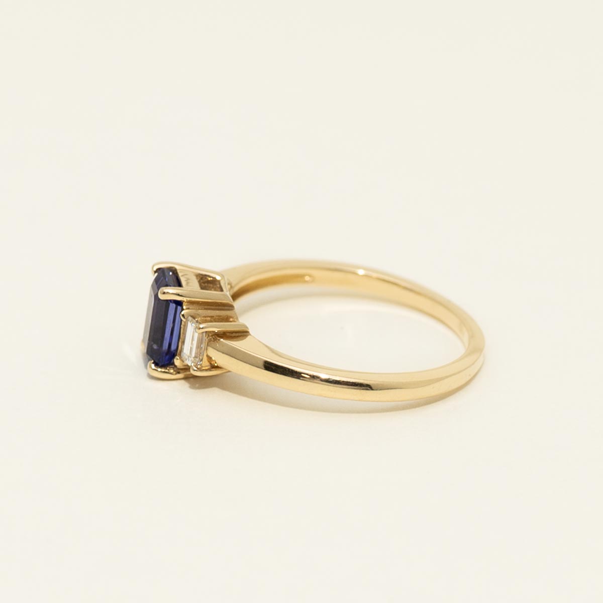 Emerald Cut Tanzanite Ring in 14kt Yellow Gold with Diamonds (1/5ct tw)