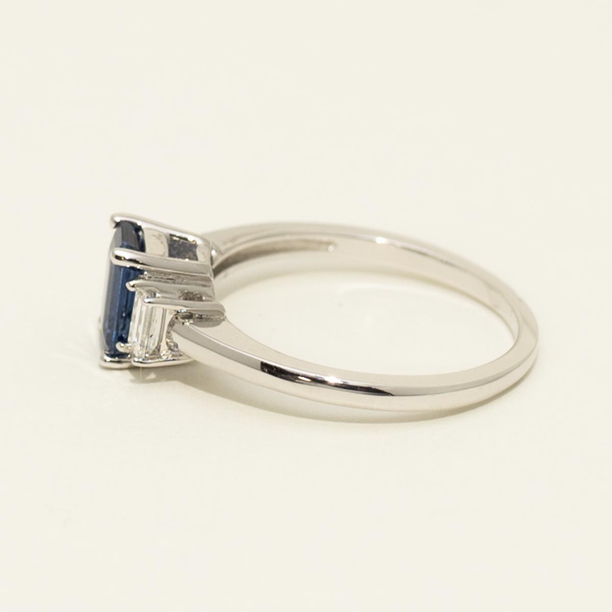 Emerald Cut Sapphire Ring in 14kt White Gold with Diamonds (1/5ct tw)
