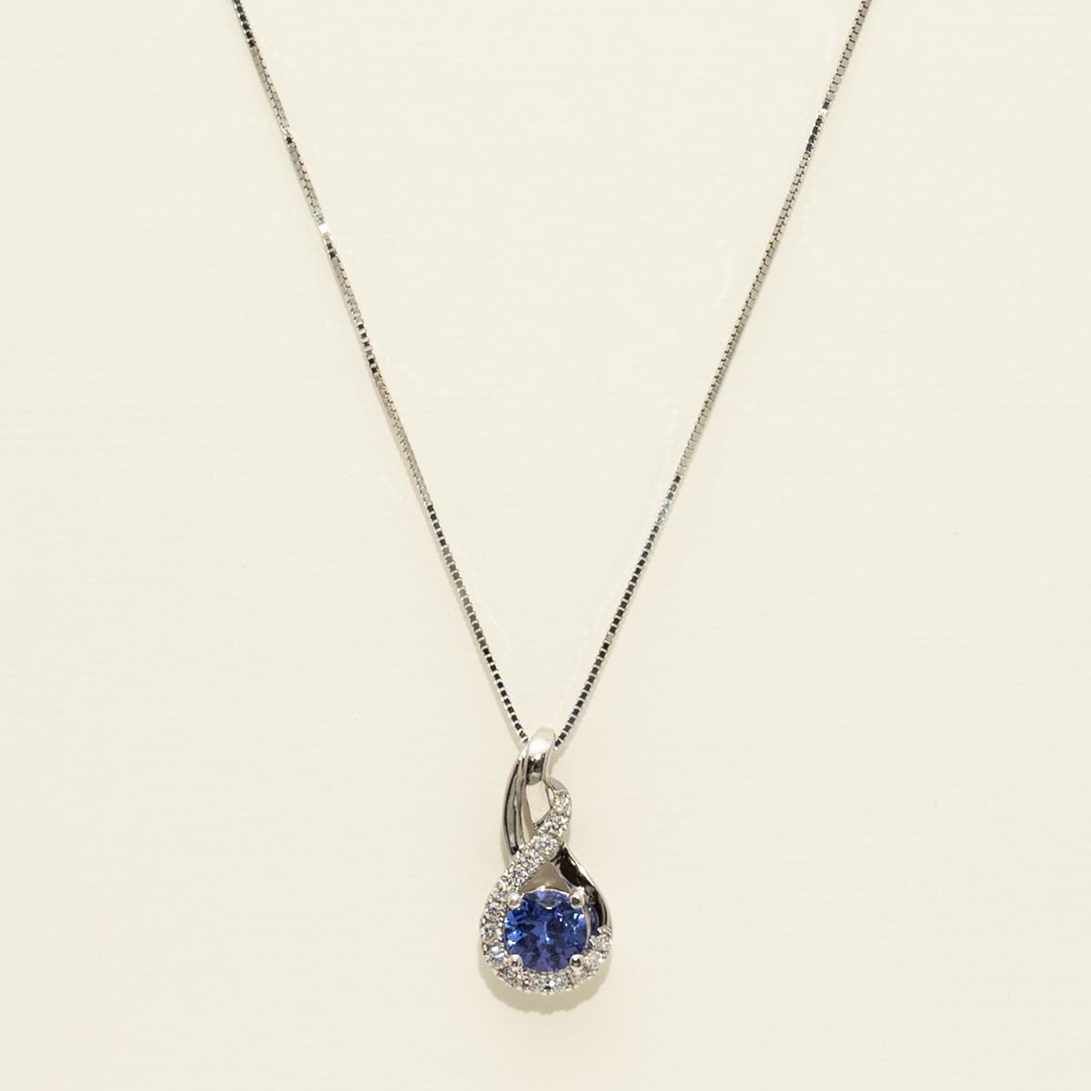 Tanzanite Necklace in 14kt White Gold with Diamonds (1/10ct tw)