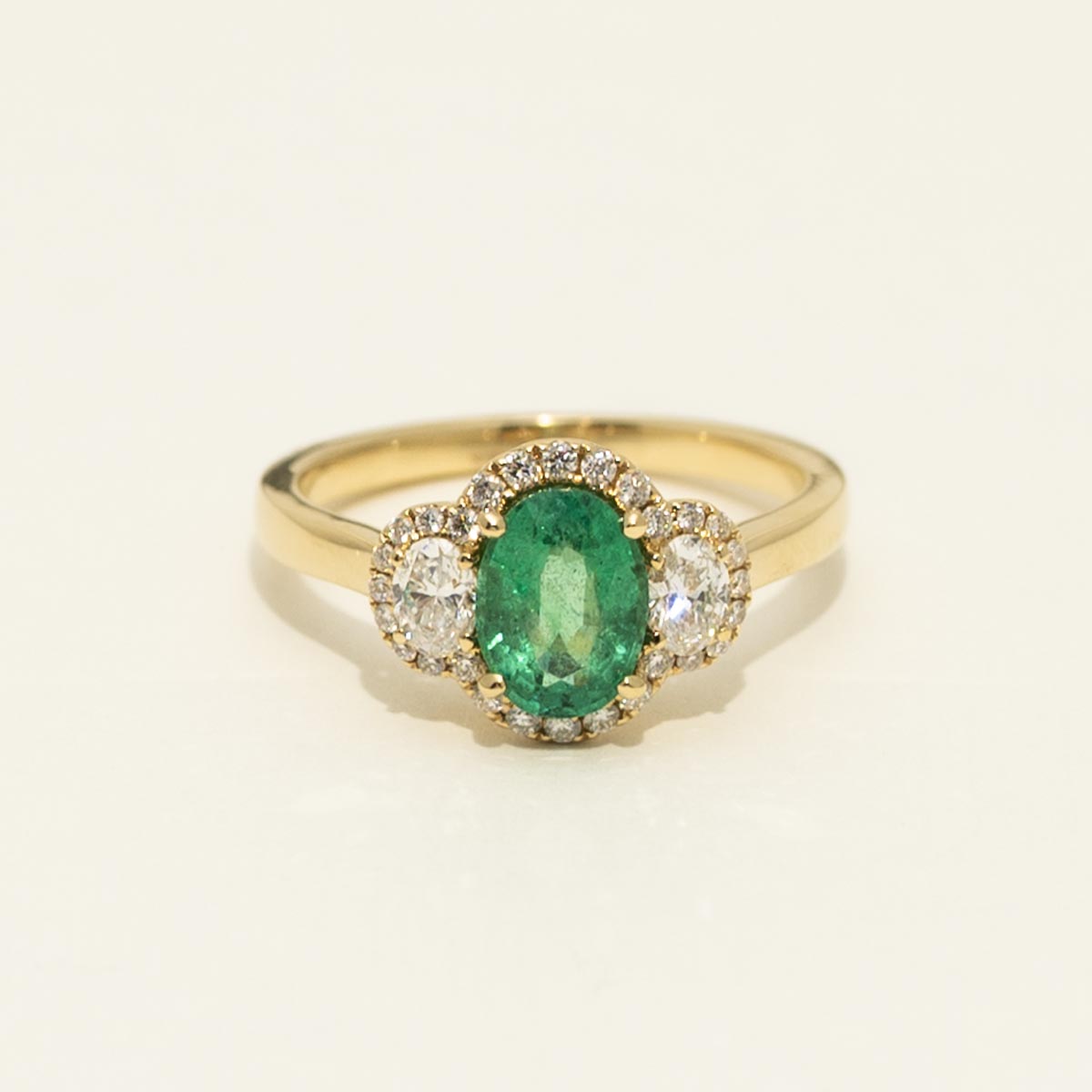 Oval Emerald Ring in 18kt Yellow Gold with Diamonds (1/2ct tw)