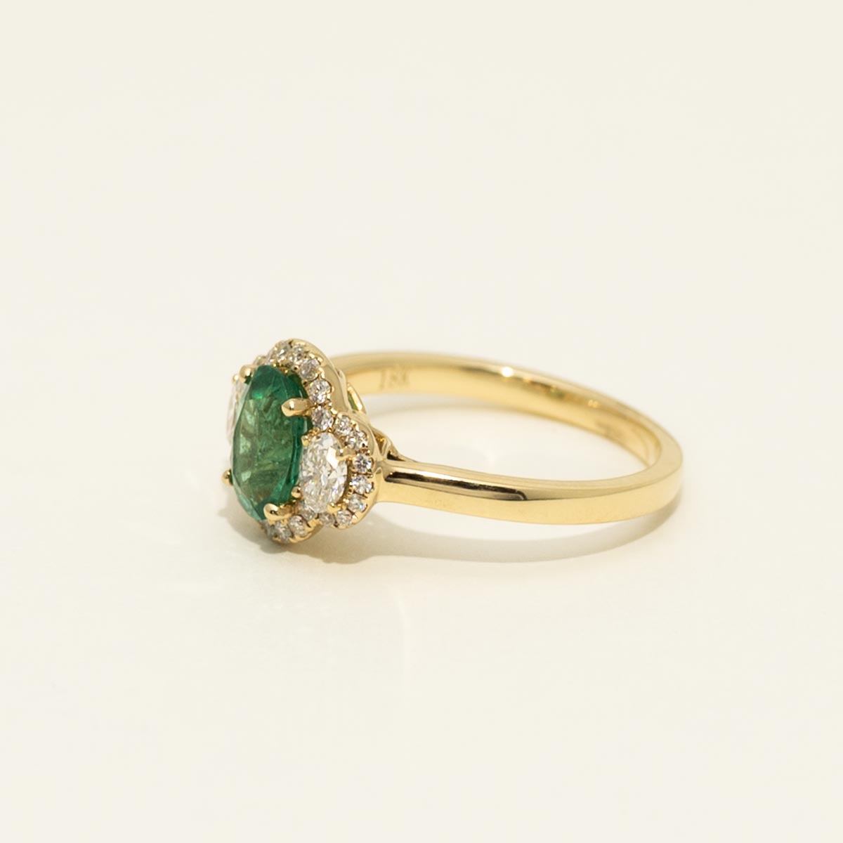 Oval Emerald Ring in 18kt Yellow Gold with Diamonds (1/2ct tw)