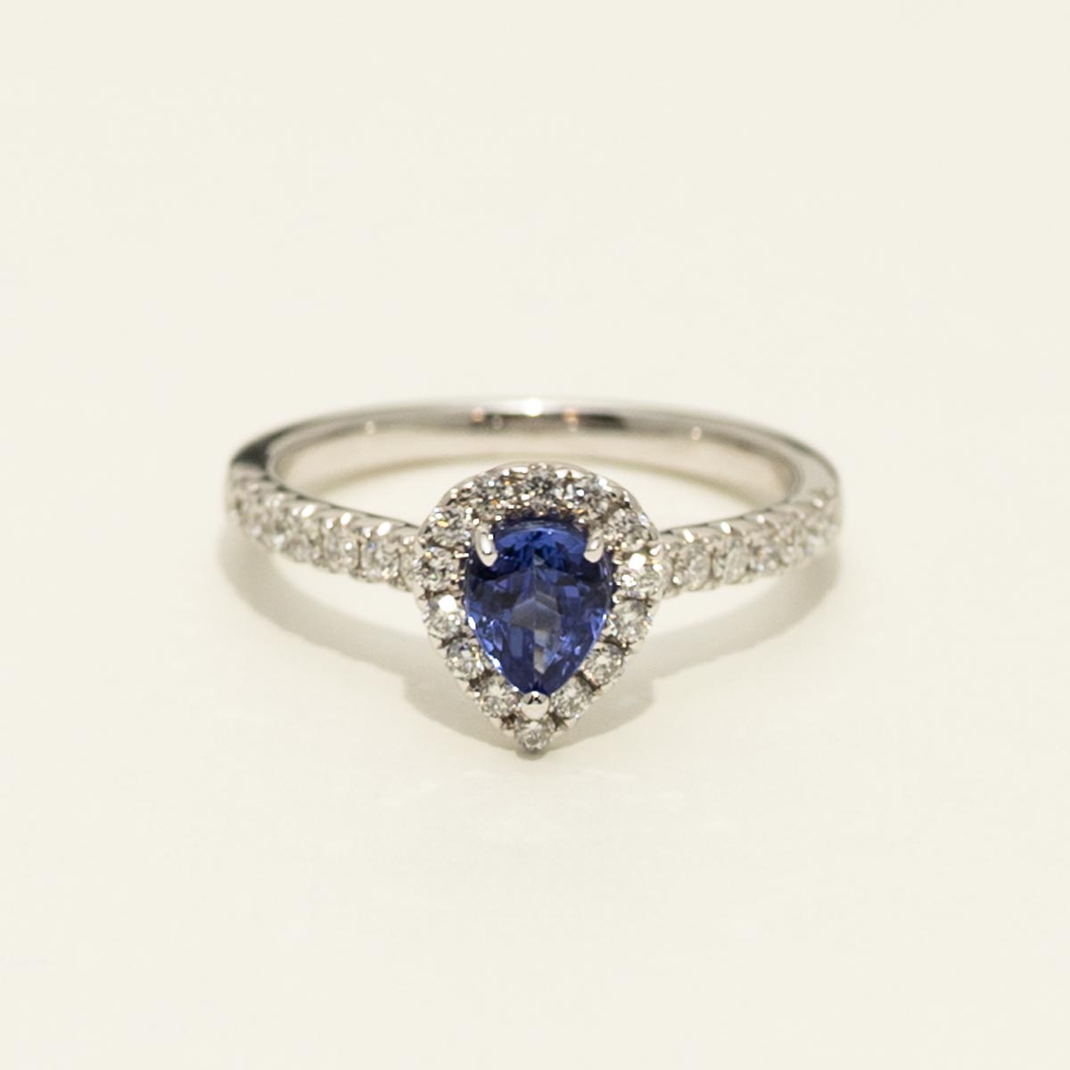 Pear Shape Tanzanite Ring in 14kt White Gold with Diamonds (3/8ct tw)
